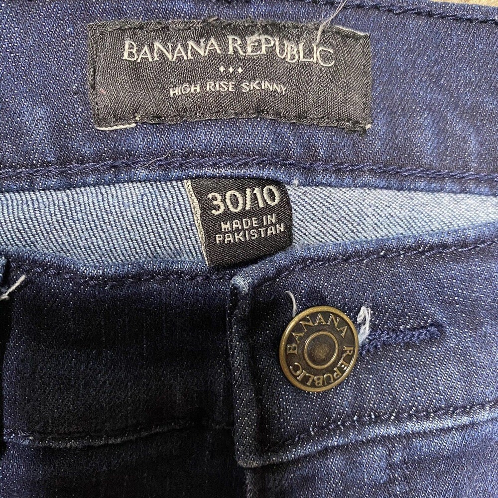 Banana Republic High Rise Skinny stretch Jeans Women's 30/10 Dark Wash Raw Hem - Picture 3 of 8